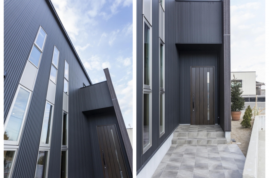 特徴的な木デザインの部分は実は玄関になっています。